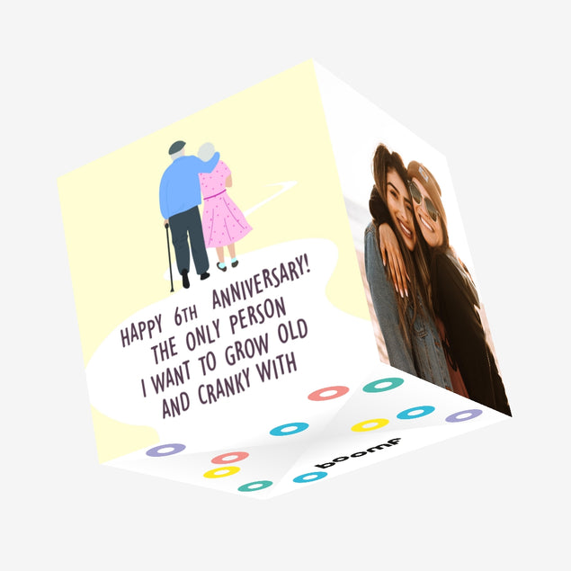 Yellow Themed Happy 6th Anniversary Confetti-exploding Greetings Card