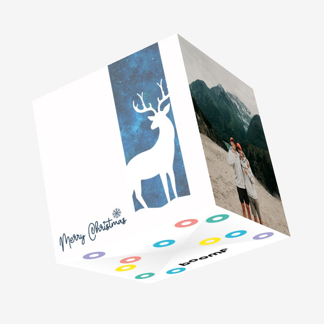 Merry Christmas Reindeer Silhouette Confetti-exploding Greetings Card