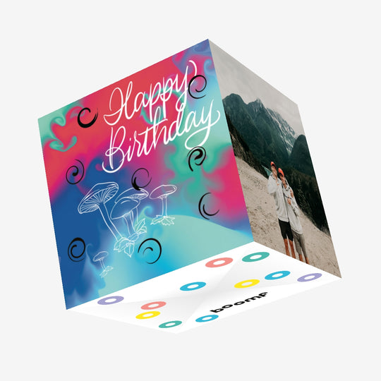 Mushrooms Happy Birthday Confetti-exploding Greetings Card