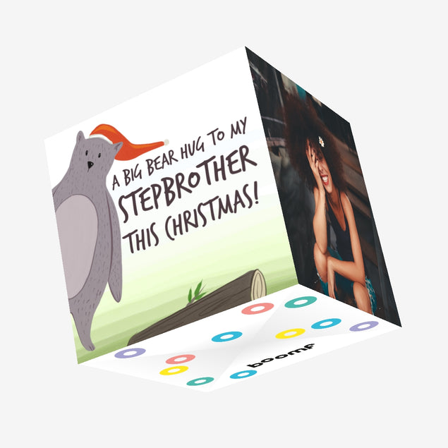 A Big Bear Hug To My Step Brother Christmas Confetti-exploding Greetings Card