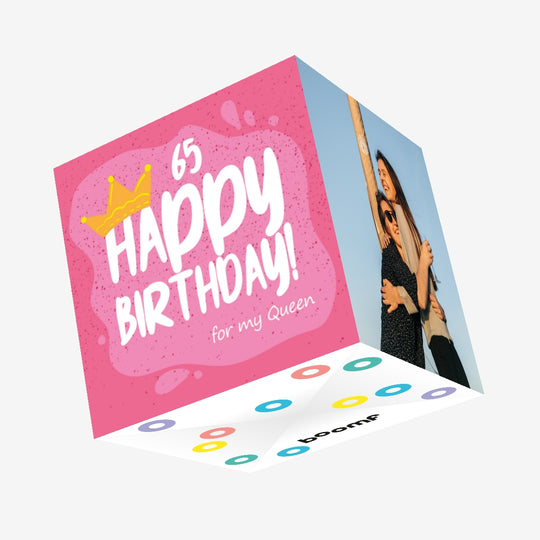 Happy 65th Birthday For My Queen Confetti-exploding Greetings Card