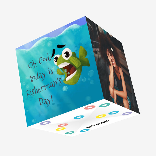 Happy Birthday Fisherman Scared Fish Confetti-exploding Greetings Card