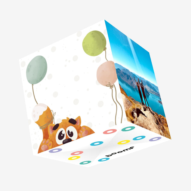 Cute Cat With Balloons Blank Confetti-exploding Greetings Card