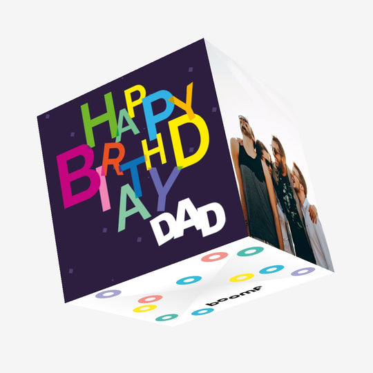 Colorful Letters Happy Birthday Dad Confetti-exploding Greetings Card