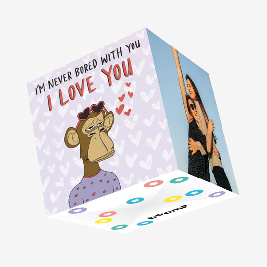 I'm Never Bored With You Tired Monkey Valentine's Day Confetti-exploding Greetings Card
