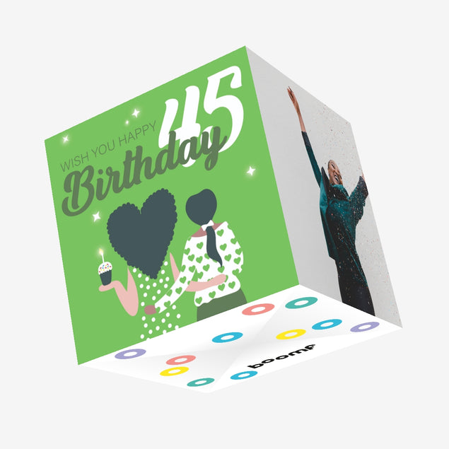 Wish You Happy 45th Birthday Confetti-exploding Greetings Card