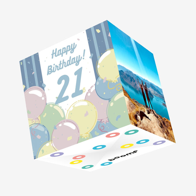 Happy 21st Birthday Balloons Confetti-exploding Greetings Card