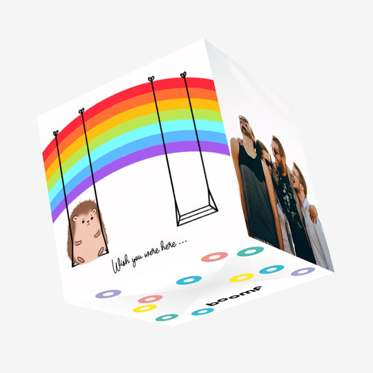 Sad Hedgehog With A Rainbow Wish You Were Here Confetti-exploding Greetings Card