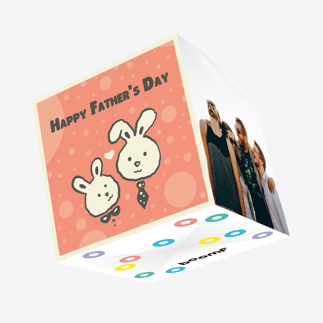 Happy Father's Day Cute Rabbits Confetti-exploding Greetings Card