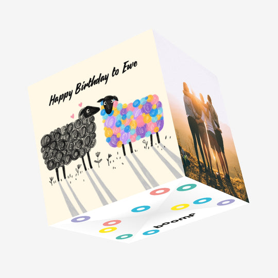 Happy Birthday Colourful Ewe Confetti-exploding Greetings Card