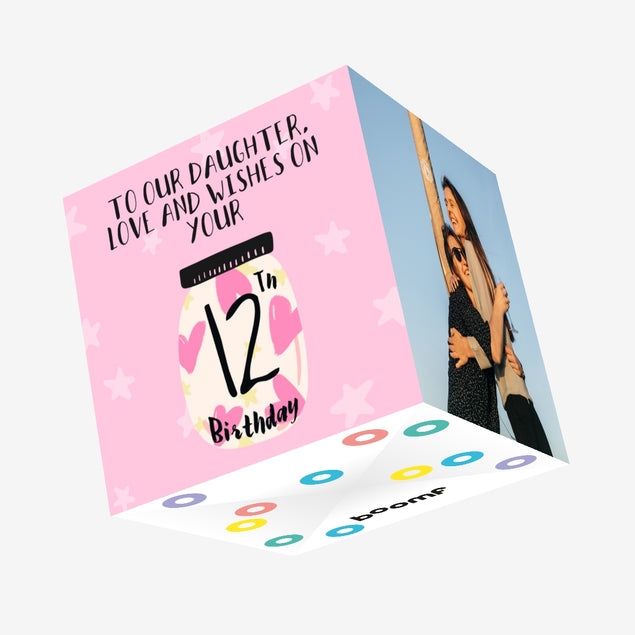 Happy 12th Birthday Daughter Confetti-exploding Greetings Card