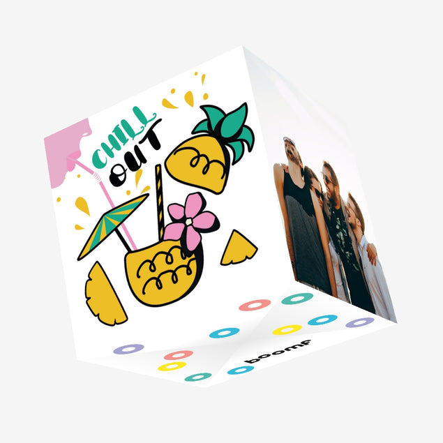 Chill Out Pineapple Cocktail Confetti-exploding Greetings Card