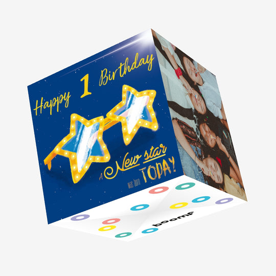A New Star Was Born Today Happy 1st Birthday Confetti-exploding Greetings Card