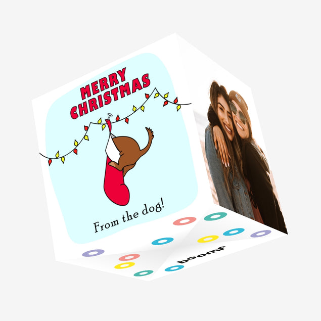 Merry Christmas Dog In A Stocking Confetti-exploding Greetings Card