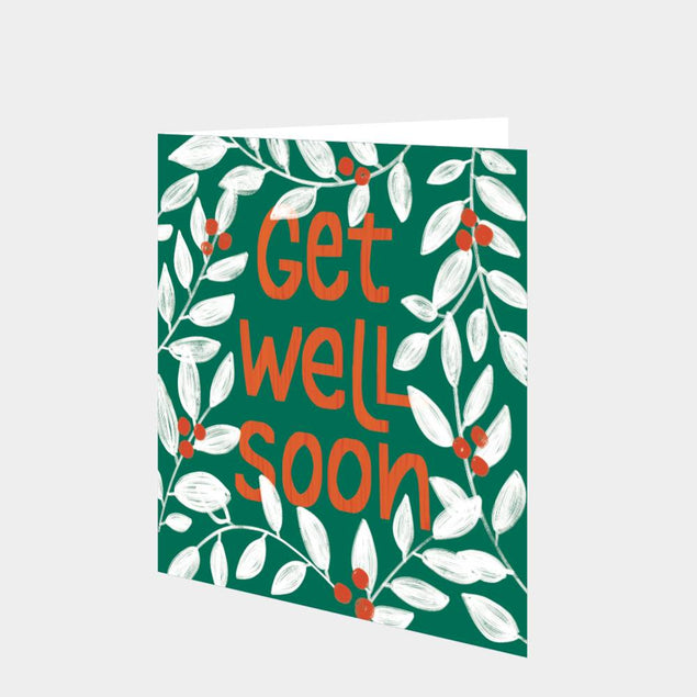 Get Well White Leaves Card