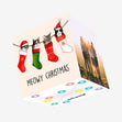 Meowy Christmas Stockings Confetti-exploding Greetings Card