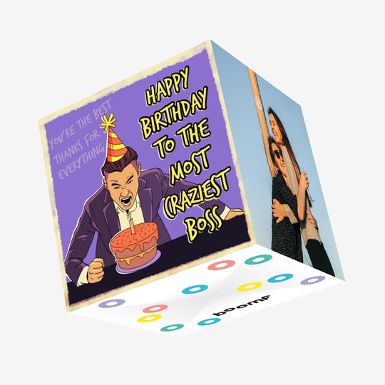Happy Birthday To The Craziest Boss Confetti-exploding Greetings Card