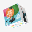 Flying Black Cat Happy Birthday Dad Confetti-exploding Greetings Card