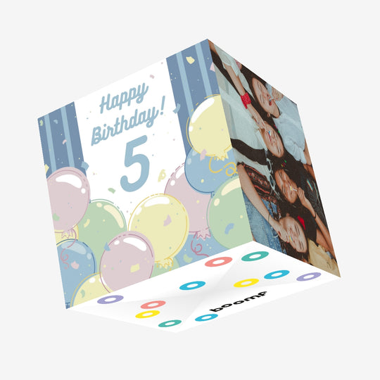 Happy 5th Birthday Balloons Confetti-exploding Greetings Card
