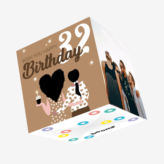 Wish You Happy 32nd Birthday Confetti-exploding Greetings Card