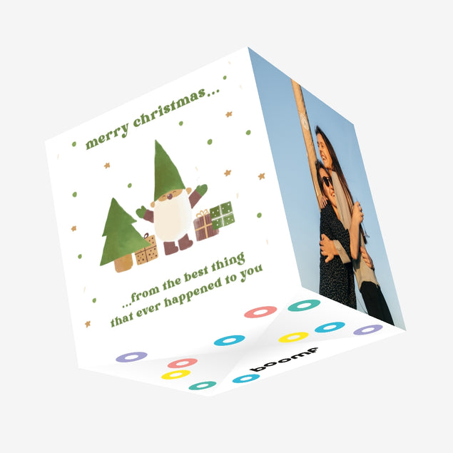 Merry Christmas Cute Gnome And Presents Confetti-exploding Greetings Card
