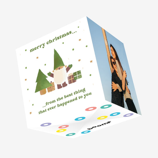 Merry Christmas Cute Gnome And Presents Confetti-exploding Greetings Card
