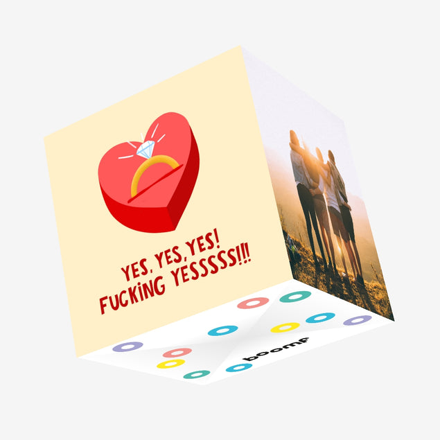 Yes, Yes, Yes Engagement Confetti-exploding Greetings Card