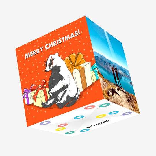 Merry Christmas Badger In Candy Glasses Confetti-exploding Greetings Card