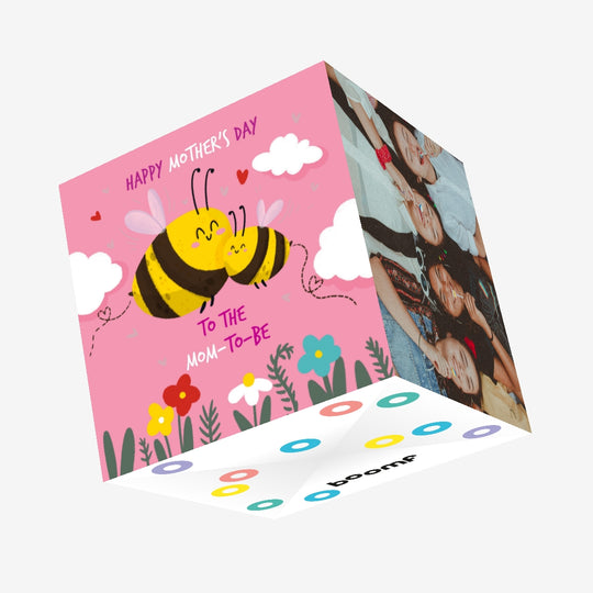 Happy Mother's Day To The Mom-to-Be Cute Bees Confetti-exploding Greetings Card