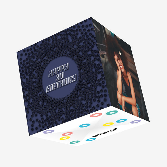 Blue Magnetic Happy 30th Birthday Confetti-exploding Greetings Card
