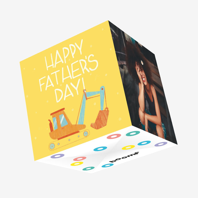 Father's Day Excavator Confetti-exploding Greetings Card