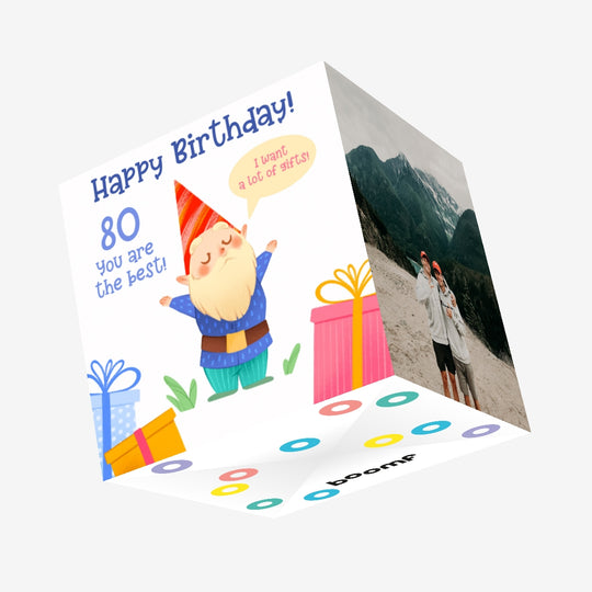 Cute Little Dwarf Happy 80th Birthday You Are The Best Confetti-exploding Greetings Card