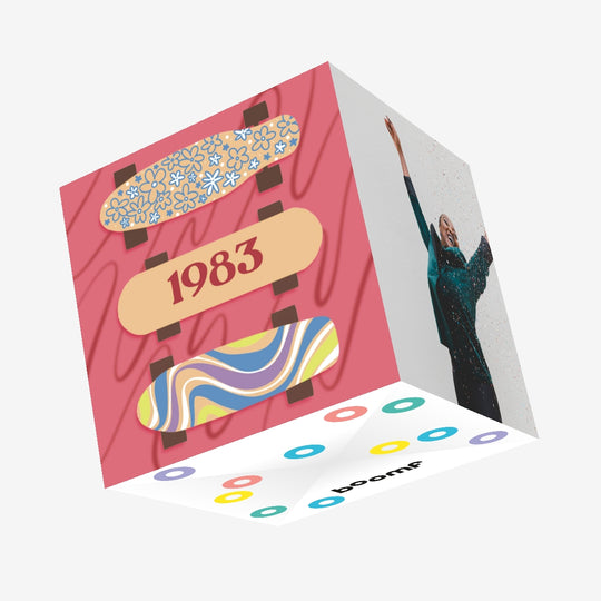 Happy Birthday 1983 Skateboard Confetti-exploding Greetings Card