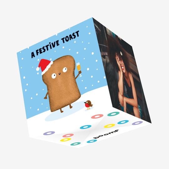 Festive Toast Christmas Confetti-exploding Greetings Card