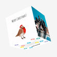 Merry Christmas A Cute Robin Wearing A Hat Confetti-exploding Greetings Card