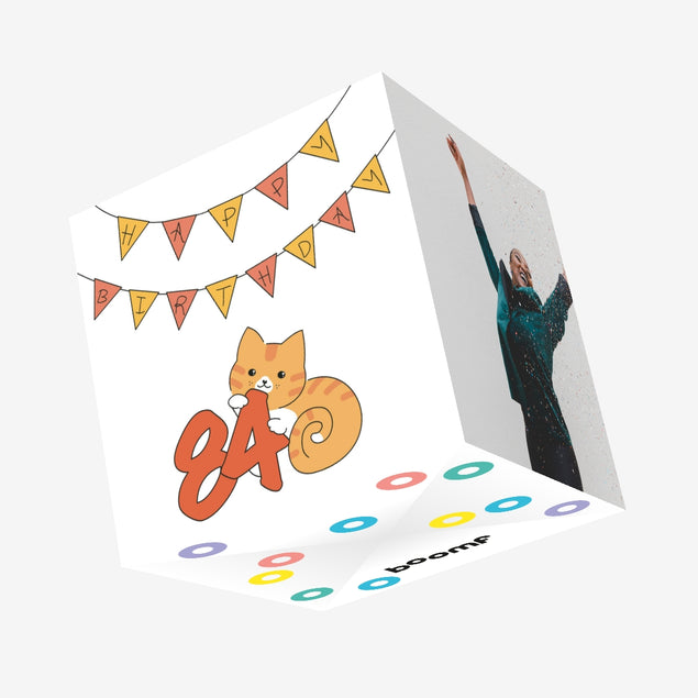 Birthday Cat 84 Confetti-exploding Greetings Card
