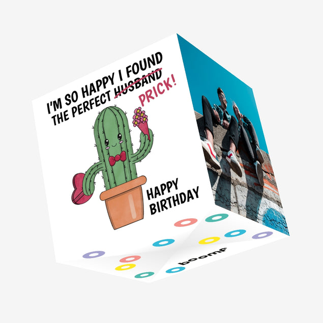 Happy Birthday Husband Cactus Prick Confetti-exploding Greetings Card