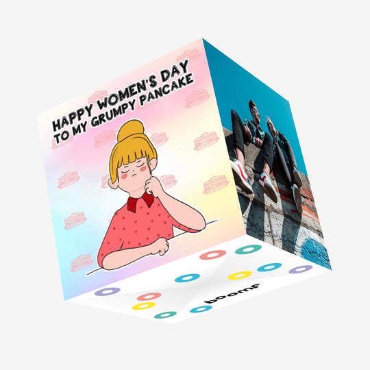 Grumpy Pancake International Women?s Day Confetti-exploding Greetings Card