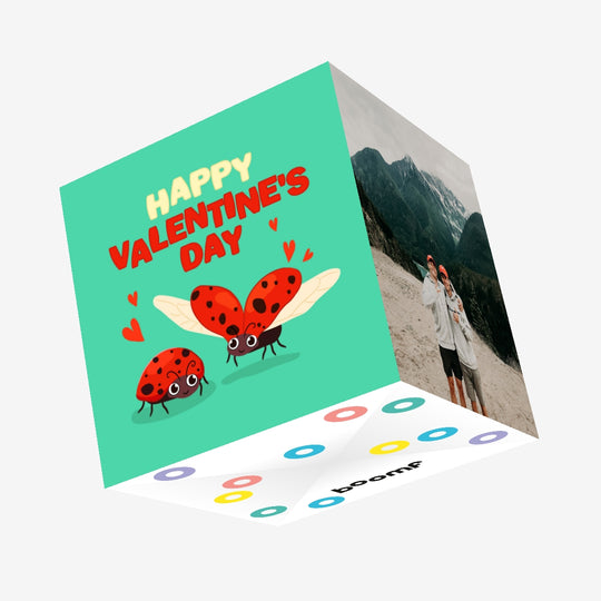 Green Themed Love Bugs Happy Valentine's Day Confetti-exploding Greetings Card