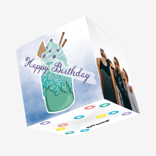 Green Fresh Milkshake Happy Birthday Confetti-exploding Greetings Card