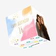 Golden Letters Cute Watercolor Clouds Happy 16th Birthday Confetti-exploding Greetings Card