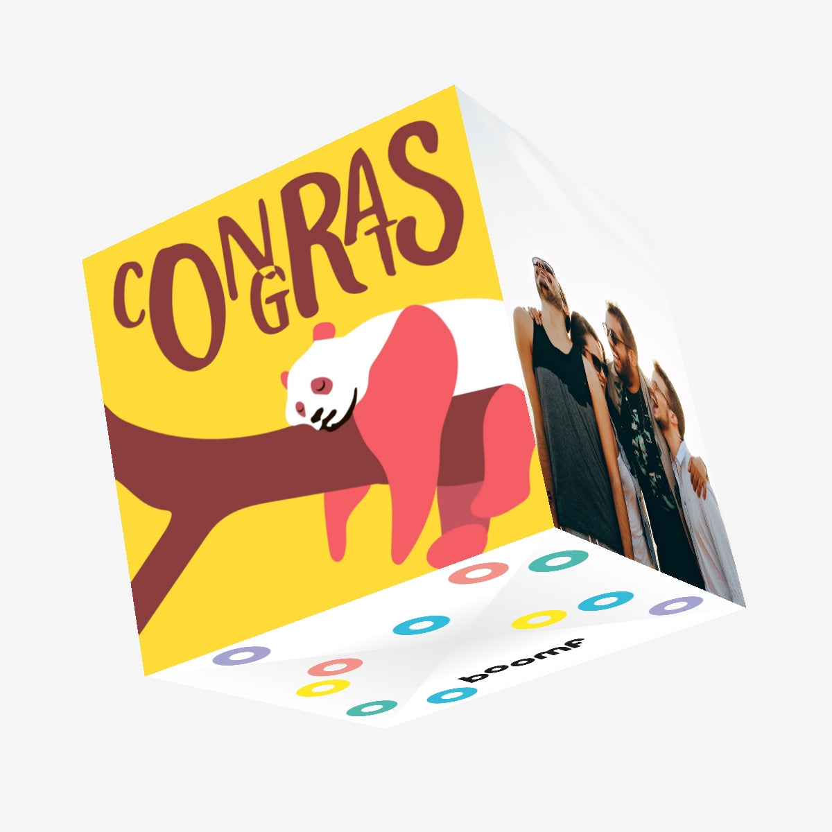 Yellow Background Sleeping Panda Congrats Confetti-exploding Greetings ...