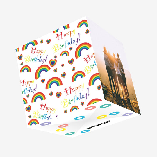 Happy Birthday Rainbows Confetti-exploding Greetings Card