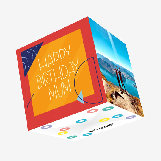 Graphic Colorful Happy Birthday Mum Confetti-exploding Greetings Card