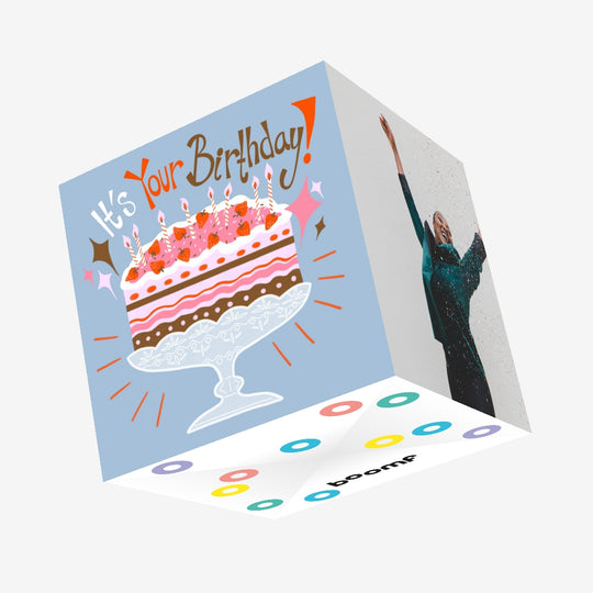 Huge Strawberry Cake Birthday Confetti-exploding Greetings Card