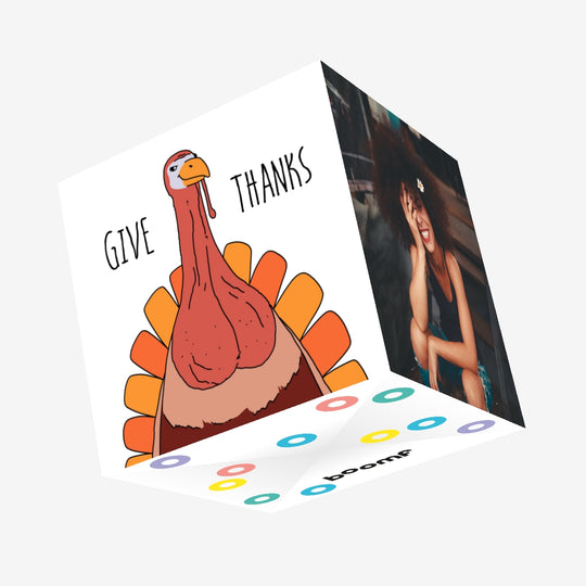 Adult Turkey Give Thanks Confetti-exploding Greetings Card
