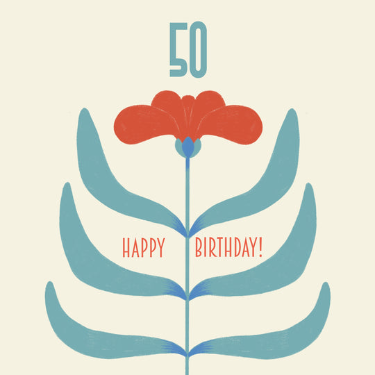 Happy 50th Birthday Big Red Flower