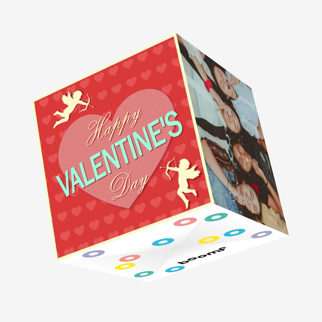 Happy Valentine's Day Adorable Cupids' Silhouettes Confetti-exploding Greetings Card