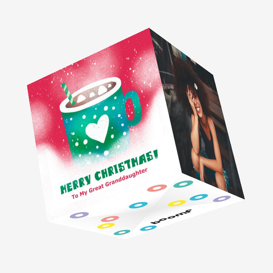 Merry Christmas Great Granddaughter Hot Chocolate Confetti-exploding Greetings Card