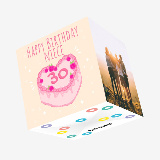 Heart Cake Niece 30th Birthday Confetti-exploding Greetings Card